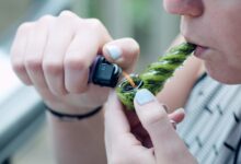 woman smoking marijuana